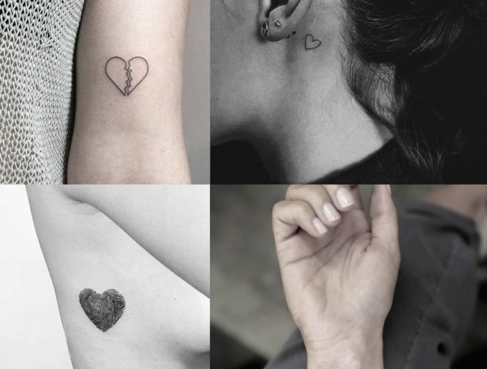 kleines tattoo mit bedeutung handgelenk collage tattoos hinter dem ohr verschiedene herzen ideen inspiration