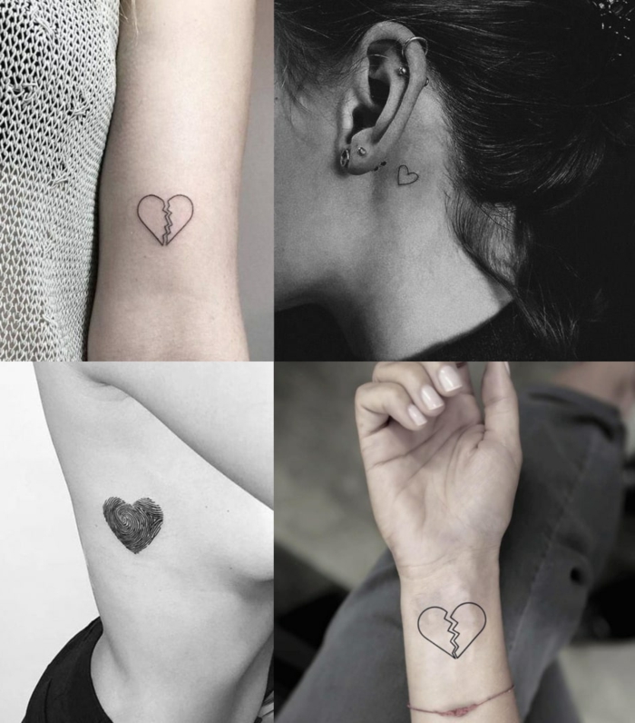 kleines tattoo mit bedeutung handgelenk collage tattoos hinter dem ohr verschiedene herzen ideen inspiration