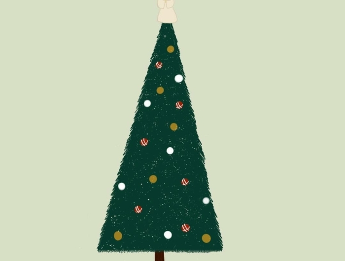 kreative zeichnung dekorierter weihnachtsbaum mit einem engel weihnachtsbilder hintergrund handy kostenlos