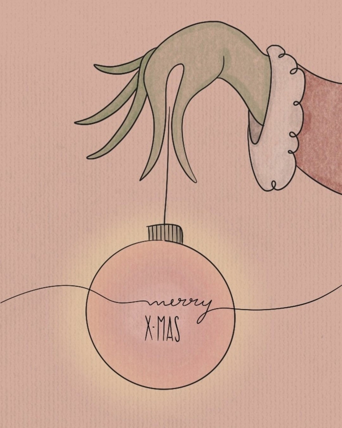 merry xmas weihnachtskugel kreative zeichnung wie der grinch weihnachten gestohlen hat weihnachtshintergrund bild handy