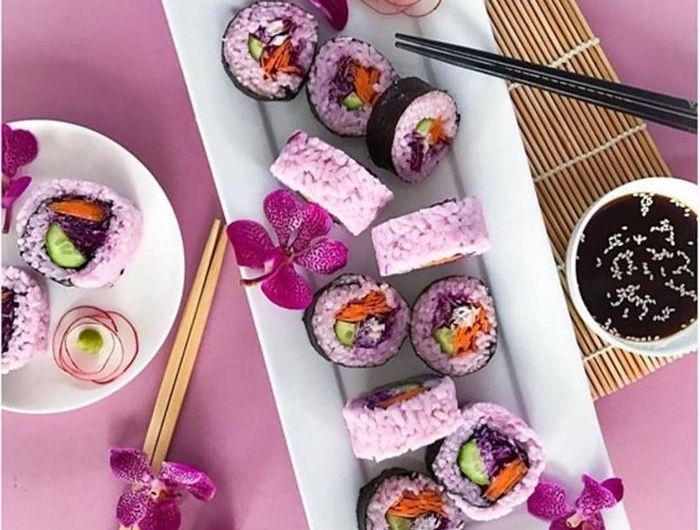 sushi mit lachs zubereiten lila sushi zubereitung rote bete