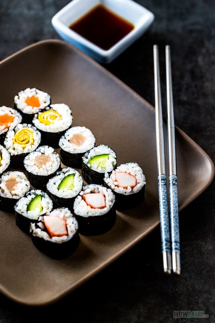 sushi ohne fleisch verschiedene arten japanische häppchen mit reis