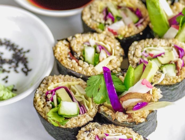 sushi selber machen rezepte mit reis veggie sushi mit braunem reis und sojasoße