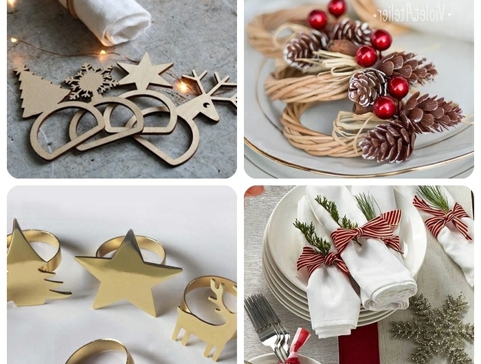 tischdeko weihnachten basteln einfach serviettenringe selber machen goldene sterne ringe aus holz