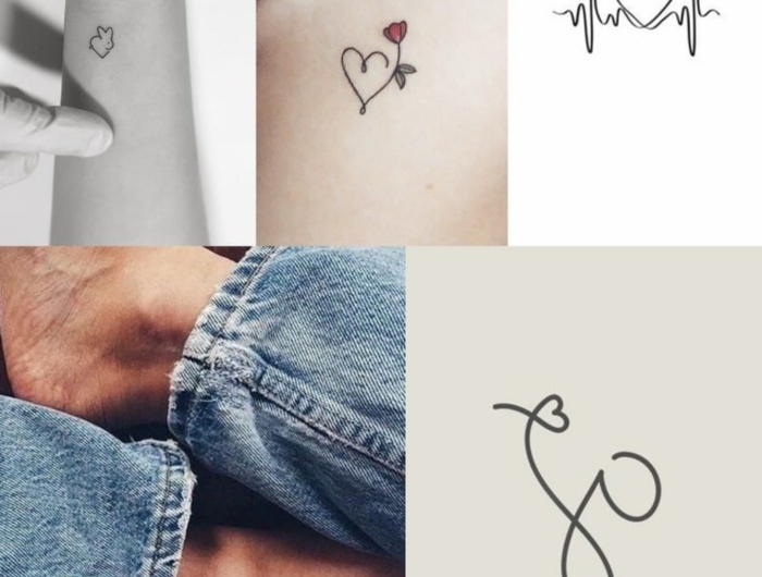 tätowierungen inspiration collage verschiedene designs tattoos mit bedeutung handgelenl fußgelenk kleines herz tattoo