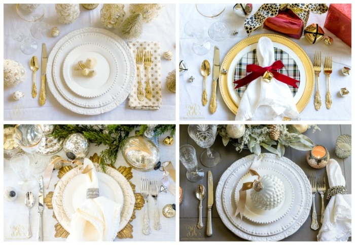 weihnachtsdeko basteln für den tisch festlich tischdeko in weiß und gold weihnachten dekoideen
