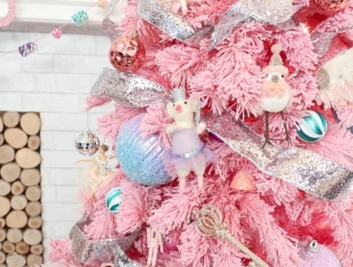 weihnachtsdeko selber basteln rosa tanenbaum moderne weihnachtsdeko christbaumschmuck in silbern und blau