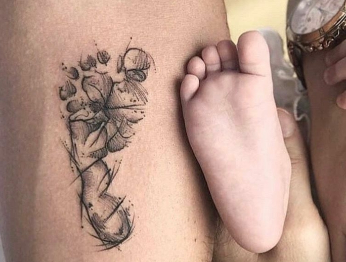 baby fuß tattoo abdruck süße tätowierung idee tattoo mutter kind originelle ideen und inspiration