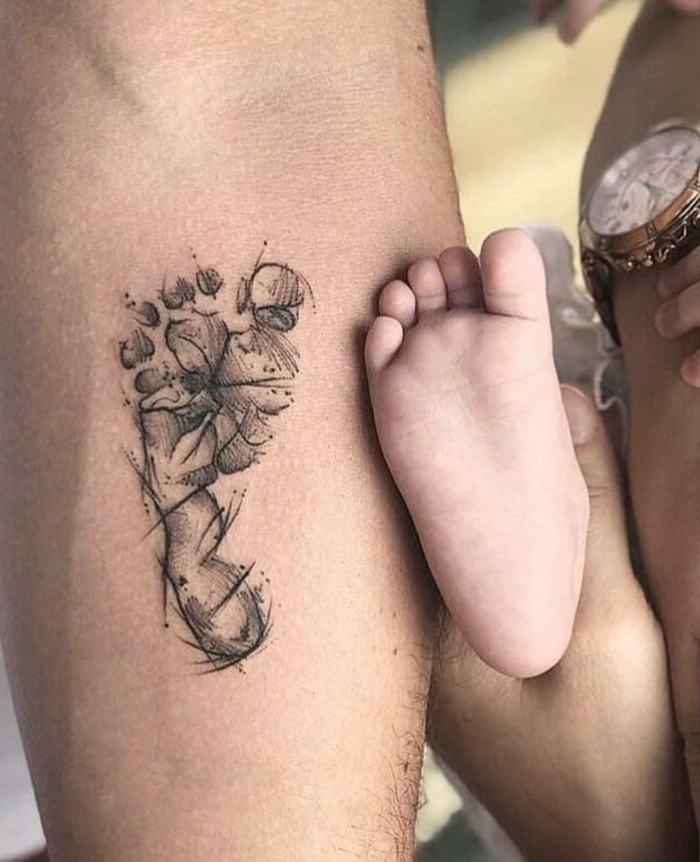 baby fuß tattoo abdruck süße tätowierung idee tattoo mutter kind originelle ideen und inspiration