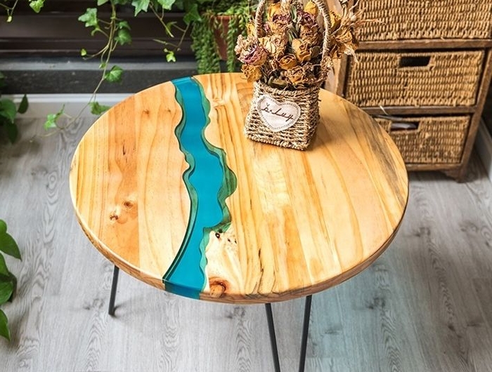 epoxidharz tisch esstisch aus epoxidharz und massivholz rundes design