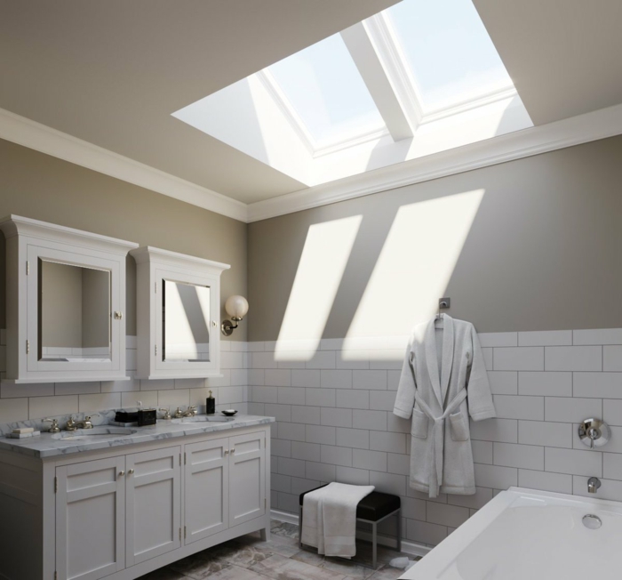 kleines badezimmer mit badewanne minimalistische weiße schränke dachfenster austauschen kosten informationen und tipps