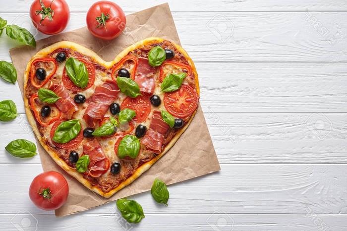 heart shaped pizza love concept valentine's day design symbol romantic restaurant