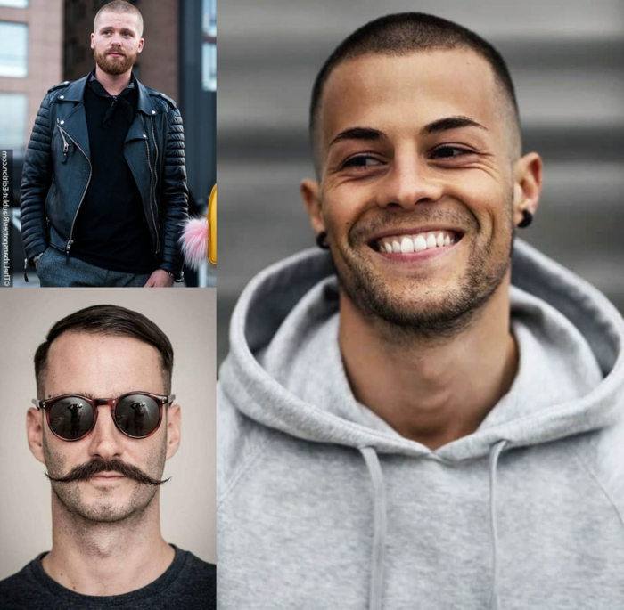 collage herren frisuren inspiration frisuren für männer sehr kurz buzz cut haarschnitt meckifrisur