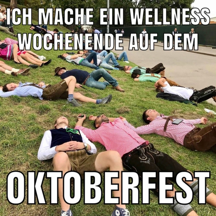 oktoberfest lustiges foto witzige bilder zum totlachen kostenlos menschen auf einer wiese liegend