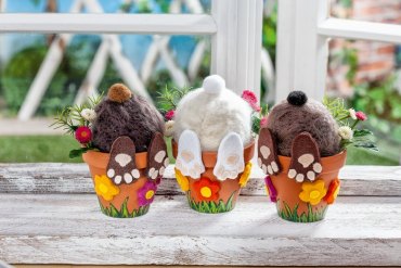 ostern diy bastelideen ostern erwachsene frühlingsbasteln mit kindernosterdeko basteln bastelvorlagen ostern blumentöpfe mit osterhasen basteln pos azs pompom deko