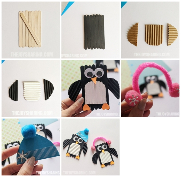 2 schritt für schritt tutorial diy anleitung basteln mit holzstäbchen penguine aus eisstielen selber machen kreative deko ideen spielzeuge kinder inspo