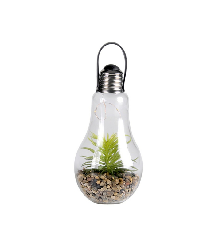 wohnaccessoires eine glühbirne mit deko pflanzen