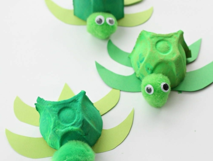 deko schildkröten selber machen mit eierkarton basteln ideen zum basteln mit kindern