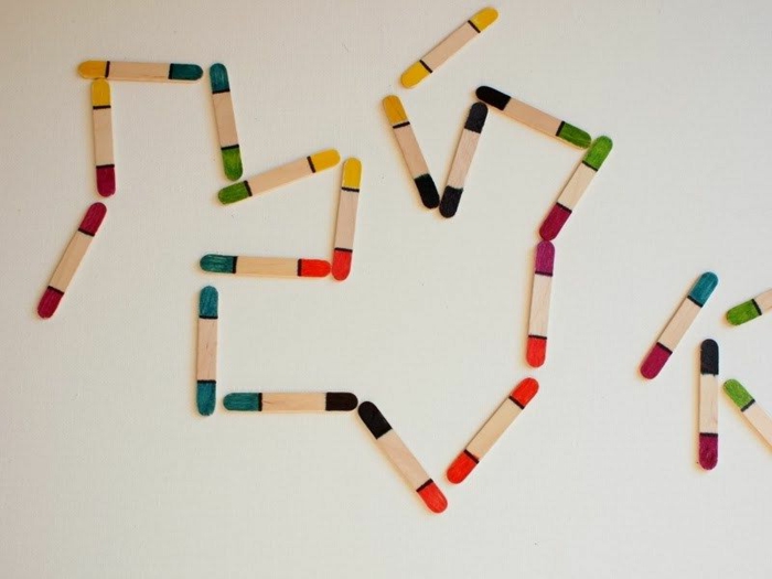 kretive spiele für kinder und erwachsene domino aus holzstäbchen basteln mit eisstäbchen inspiration