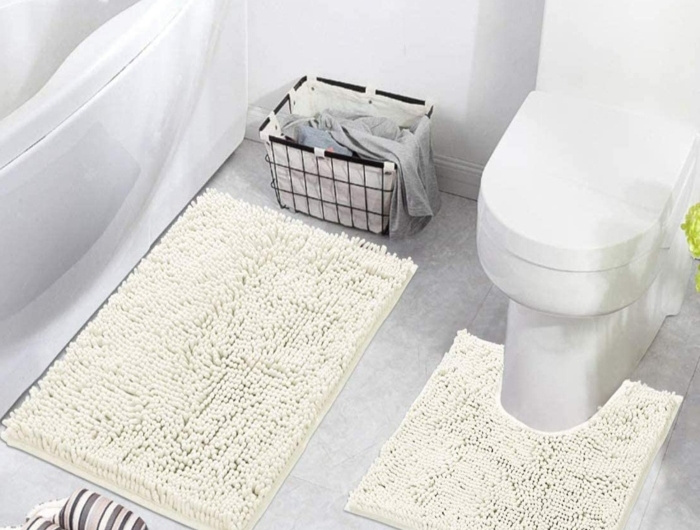 weißer badezimmerteppich eine wanne badezimmer einrichten