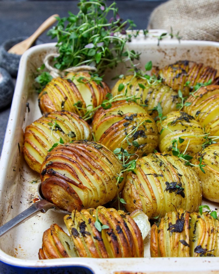 gebackene kartoffeln rezept mittagessen vegetarisch selber machen hasselback potatoes