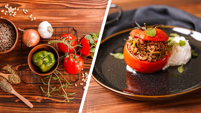 gefüllte tomaten vegetarisch füllung mit quinoa zwiebel und oliven gesunde rezepte