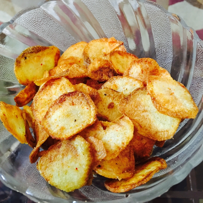 glasschale mit chips pommes chips selber machen hausgemachte snacks für kindergeburtstag ideen