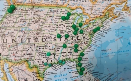 reisen ausland in die usa reisen esta genehmigung beantragen mappe der usa mit stecknadeln