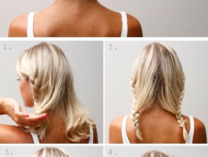 13 schritt für schritt schulterlange haare stylen hochsteckfrisur mit zopf frau mit blonden haaren