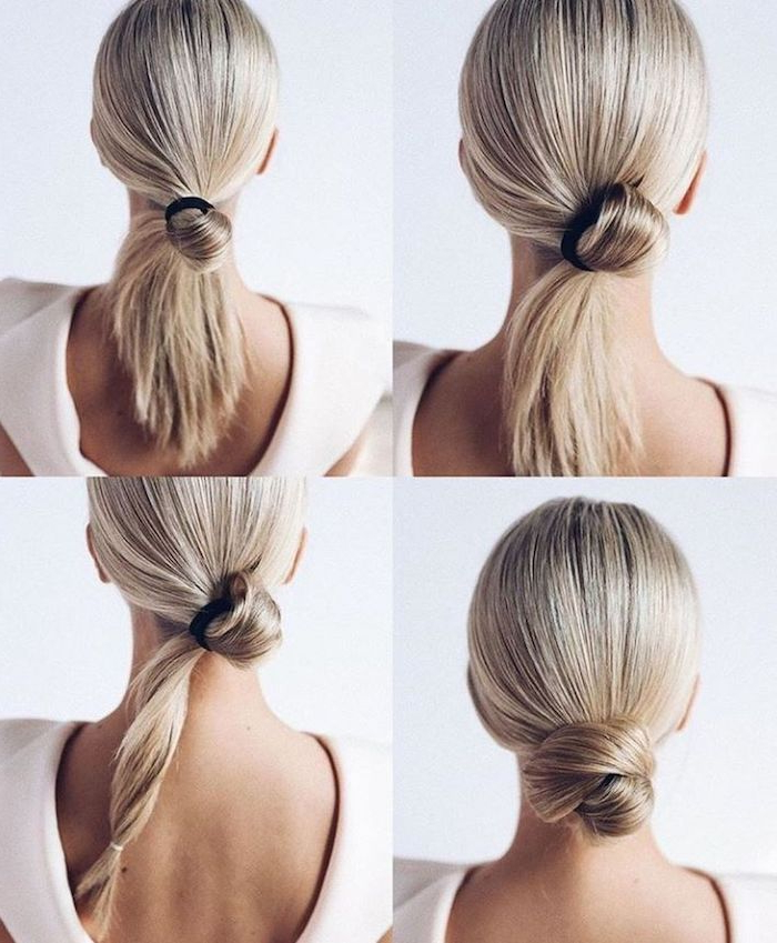 14 diy hochsteckfrisur für schulterlange haare schritt für schritt erklärung frisuren damen selber machen frau mit blonden haaren