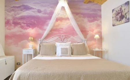 fototapete pastellwolken im schlafzimmer