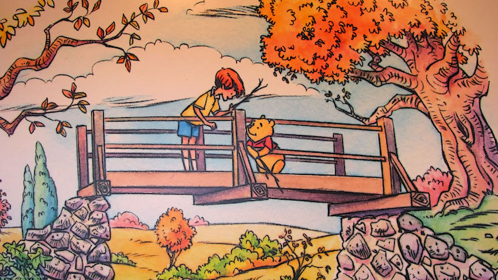 christopher robin und puh der bär auf einer brücke beste freunde kreatives disney desktop wallpaper cartoon
