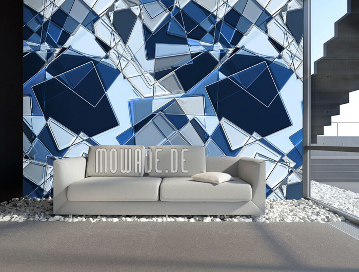 tapete 3d außergewöhnliche tapete für wohnzimmer tapete weiß mowade moderne geometrische tapete blau nuancen quadrate graues sofa teppich