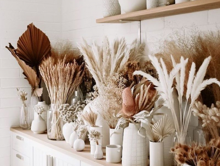 11 küche einrichtung modern vase mit pflanzen pampasgras deko
