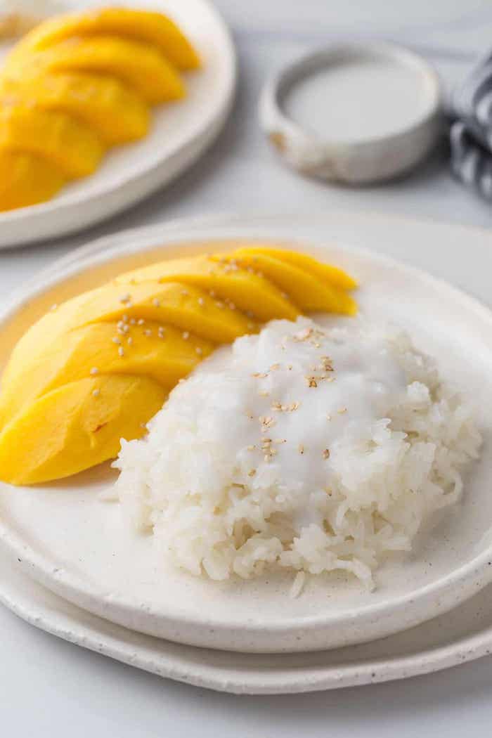 shake mit mango und kokosmilch selber machen rezept milchshake selber thai sticky reis mit frischer mango