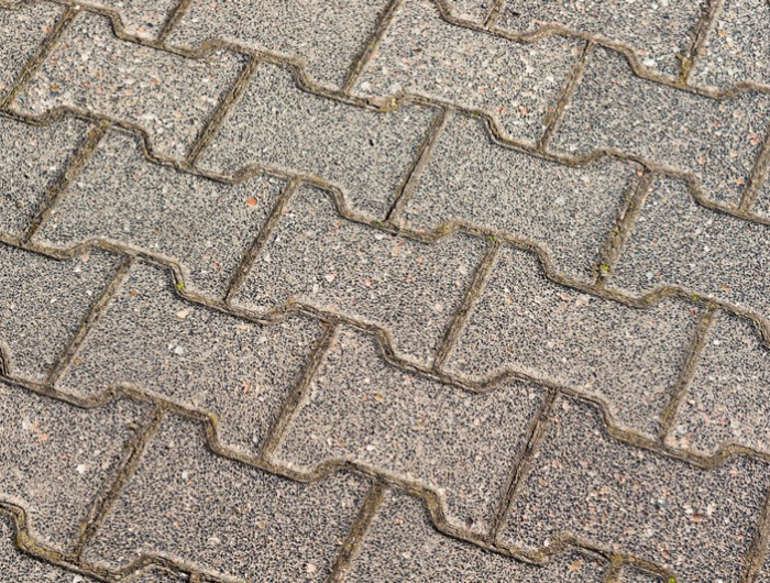 patterned concrete brick walkway