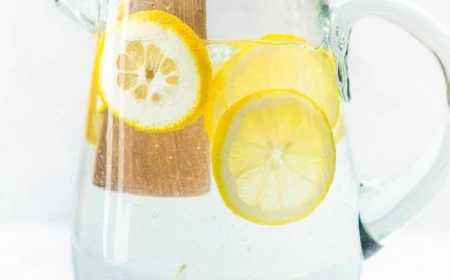 wasserkanne mit zitronenwasser zum abnehmen gesundheitliche wirkung