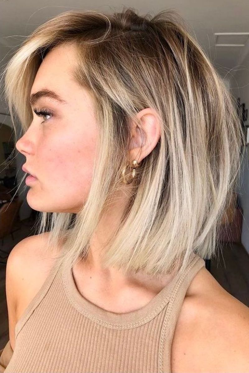 bob für feines haar ab 50 blonde frau mit balayage