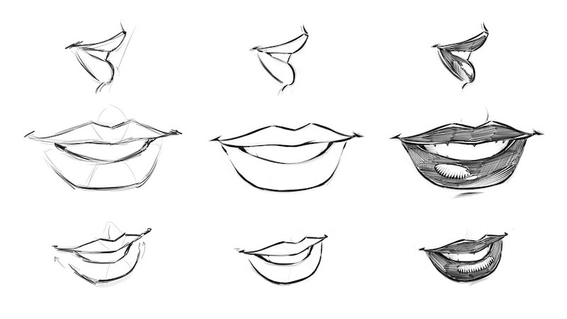 coole zeichnungen lippen mund lächel illustriert mit bleistift