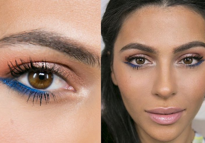 eyeliner für anfänger farbiger eyeliner eyeliner hacks auftragen frau mit blauem eyeliner