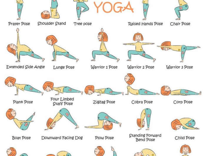 gymnastikübungen für kinder yoga für kinder positionen illustriert mit einem mädchen