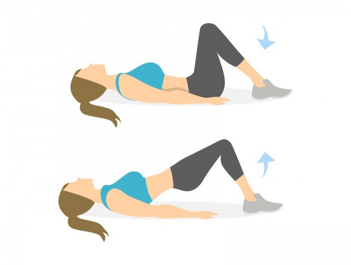 hip thrust mit eigengewicht gesäßbrücke illustriert mädchen im sportanzug