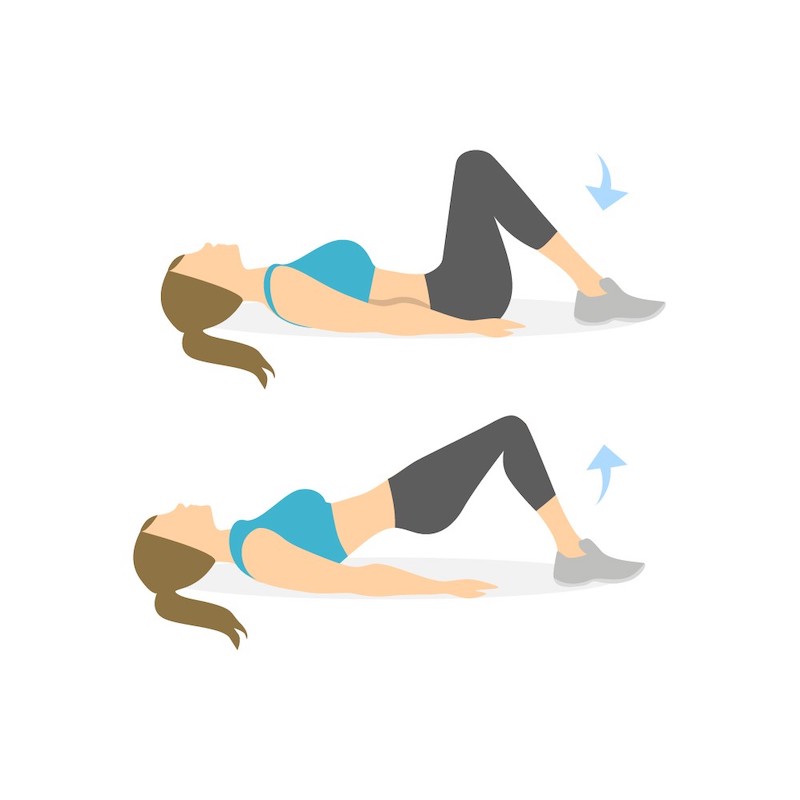 hip thrust mit eigengewicht gesäßbrücke illustriert mädchen im sportanzug