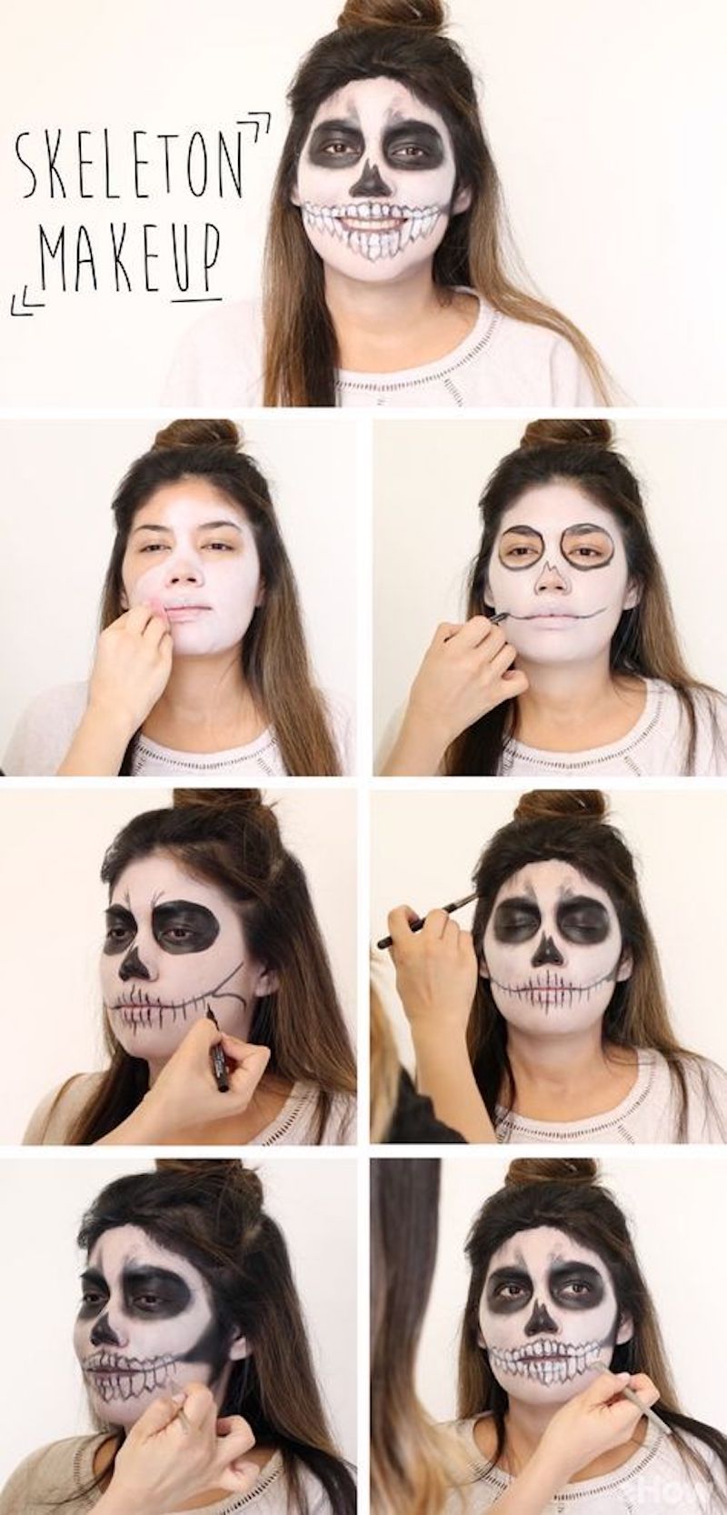 leichtes halloween make up skelett schritt für schritt