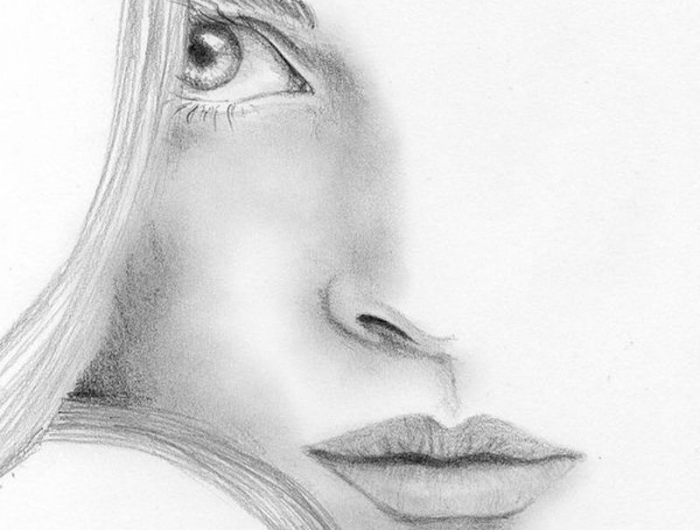 schöne zeichnungen ein mädchen augen lippen und naselinien illustriert