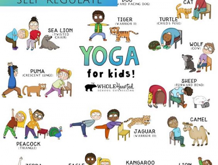 sportspiele für kinder yoga tierenpositionen illustriert mit kindern