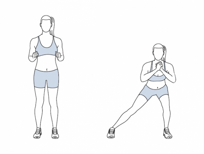 übungen hip dips side lunge illustriert mädchen im sportanzug