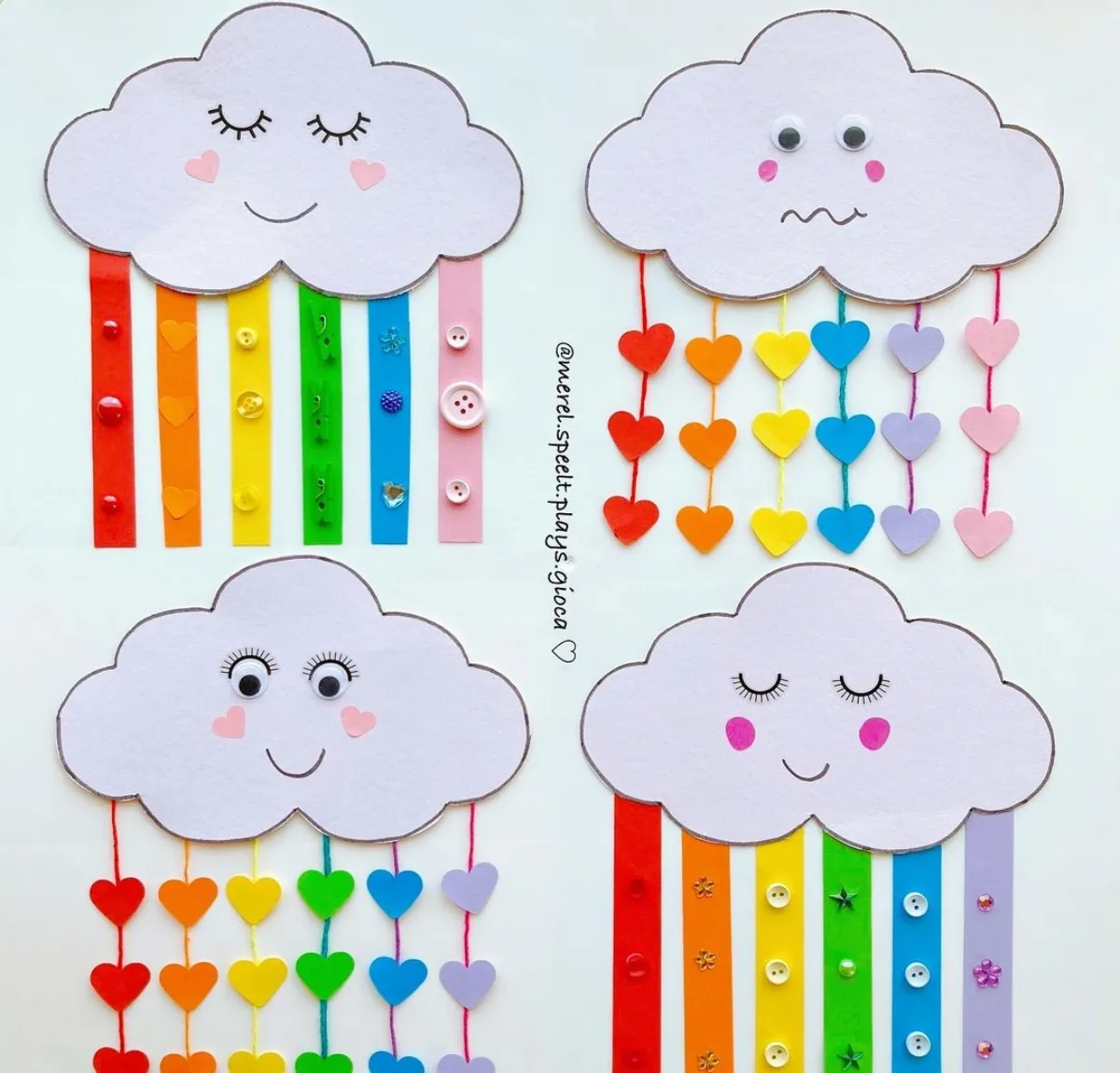 bastelideen für kinder regenbogenwolken aus papier