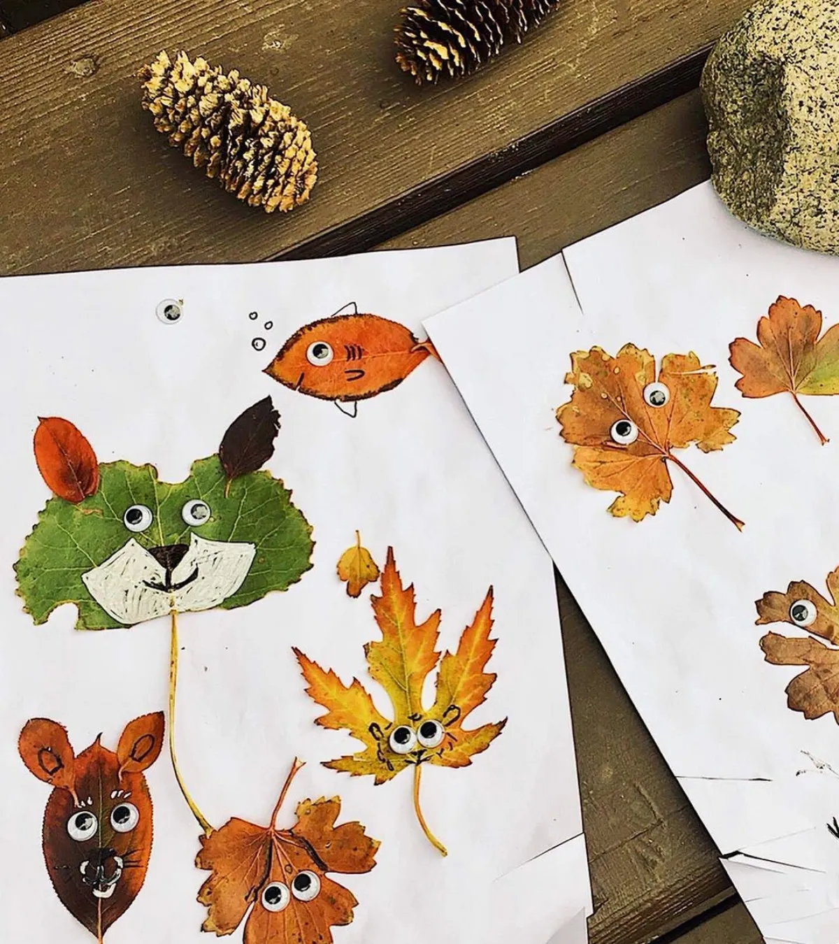 diy ideen für kinder im herbst tiere aus herbstblättern