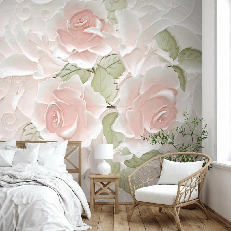 fototapete 3d schlafzimmer mit blumen